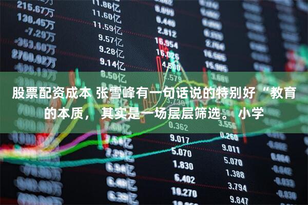 股票配资成本 张雪峰有一句话说的特别好 “教育的本质， 其实是一场层层筛选。 小学